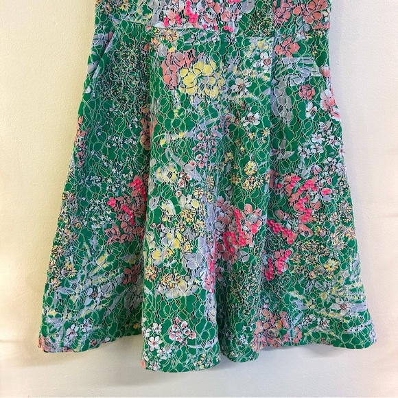 Anthropologie Maeve Dress Verbena Lace Floral Green Sequin Spring Size 2 - Picture 3 of 11